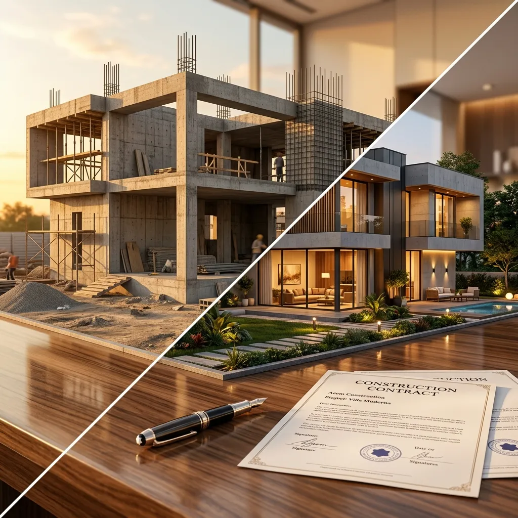 مقارنة بين عقد تسليم مفتاح وعقد بناء عظم: أيهما الأفضل لمشروعك؟