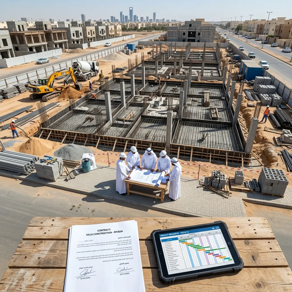 دليل بناء الفلل في الرياض 2026: من المخطط حتى تسليم المفتاح